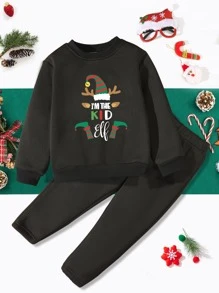 Odzież dwuczęściowa dla małych chłopców Boże Narodzenie Casual - Czarne - Zobacz 1