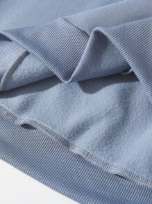 Manfinity Men 1 PC Letter Graphic Drawstring Thermal Lined Hoodie - Dusty Blue - View 5