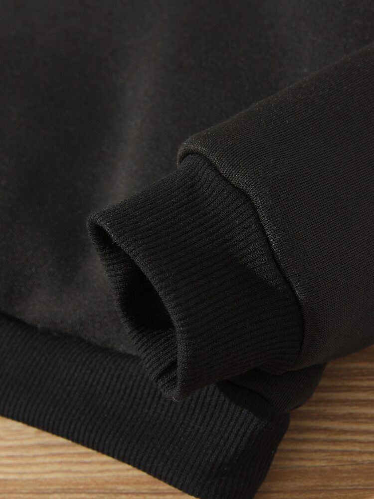 小男童1入組聖誕圖案加絨內裏套頭衫和1入組衛褲 - 黑色 - 查看 4