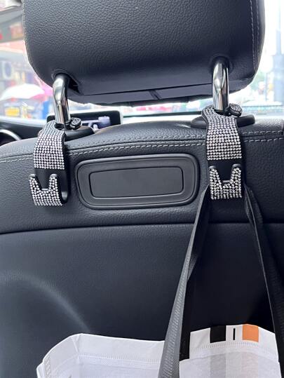 2入組水鑽裝飾汽車座椅背鉤