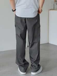 DAZY 男士翻盖口袋侧抽绳腰裤男士慢跑裤 - 深灰色 - 查看 2