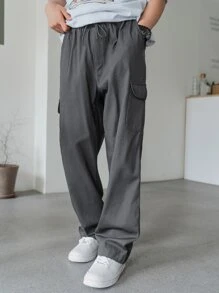 DAZY 男士翻盖口袋侧抽绳腰裤男士慢跑裤 - 深灰色 - 查看 8