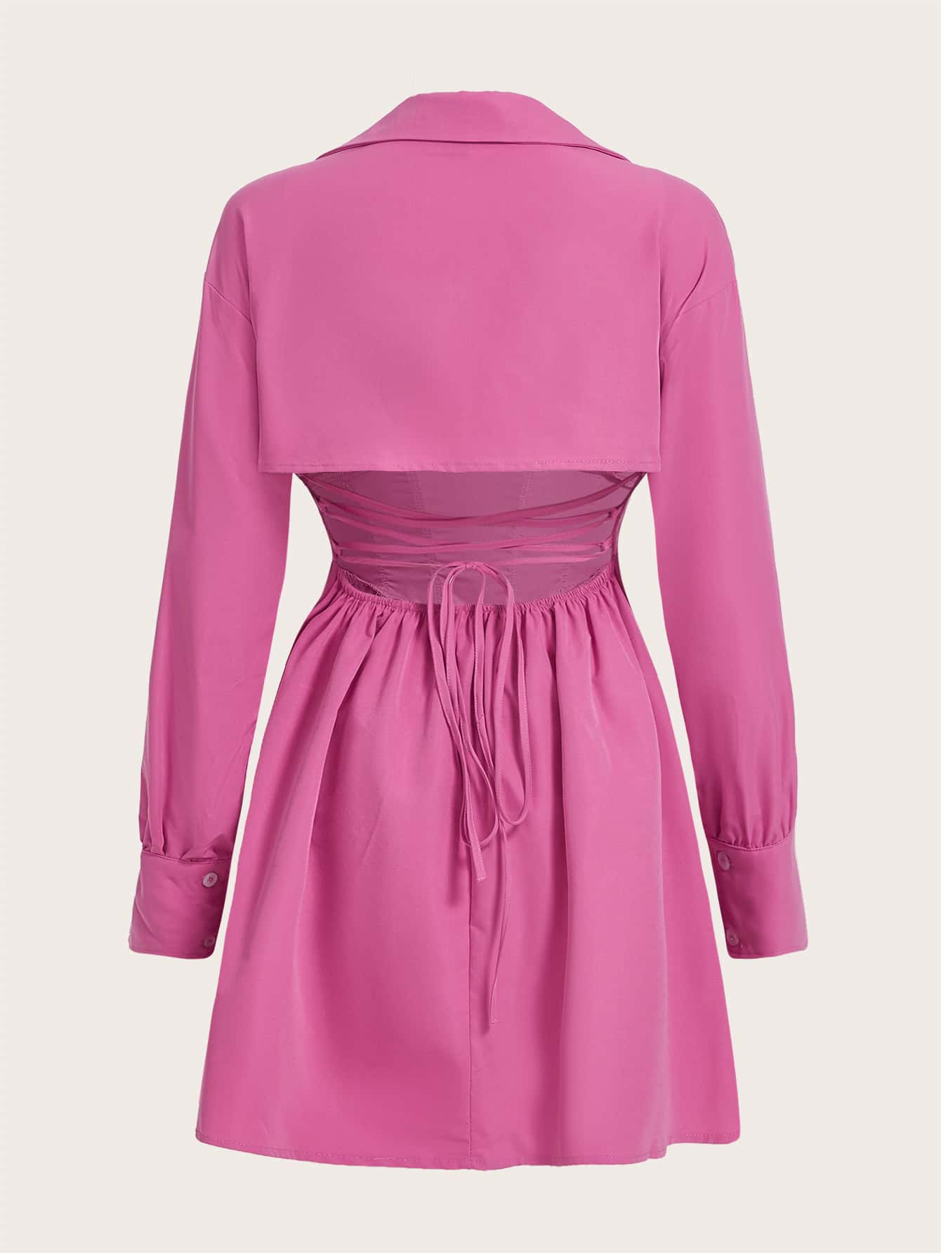 Plus Solid V-collar Drop Shoulder Dress
