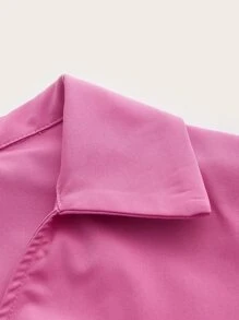 Muchica Ruched Bust Lace Up Tied Backless Dress - Pink - View 3