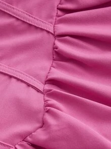 Muchica Ruched Bust Lace Up Tied Backless Dress - Pink - View 4