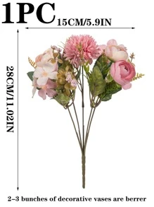 1/3 件人造花丝绸茶玫瑰花束菊花塑料植物新娘花束情人节假植物婚礼装饰 DIY 花环材料，新娘手捧花装饰配件，婚车装饰，门楣拱门装饰，家居，餐厅，卧室，花瓶装饰，生日派对装饰材料新年礼物，情人节，礼物，秋季装饰，秋季 - 彩色 - 查看 3