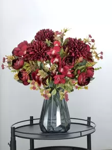 1/3PCS 人造花丝茶玫瑰花束菊花塑料植物新娘花束情人节假植物婚礼装饰 DIY 花环材料，新娘手捧花装饰配件，婚车装饰，门楣拱门装饰，家居，餐厅，卧室，花瓶装饰，生日派对装饰材料新年礼物，情人节，礼物 - 彩色 - 查看 7