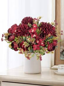 1/3PCS 人造花丝茶玫瑰花束菊花塑料植物新娘花束情人节假植物婚礼装饰 DIY 花环材料，新娘手捧花装饰配件，婚车装饰，门楣拱门装饰，家居，餐厅，卧室，花瓶装饰，生日派对装饰材料新年礼物，情人节，礼物 - 彩色 - 查看 3