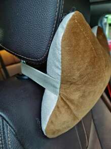 1pc Plush Car Neck Pillow - Khaki - View 2