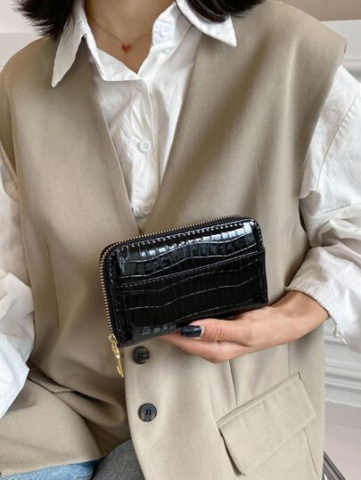 Crocodile Embossed Zipper Around Lightweight Modern Business Credit Card ID Card Cash Business Casual Teacher's Day Teacher Gifts Work Business Commute Travel Holiday Office Vacation For Anniversary For Couple For Birthday Gift On Valentine Day For Gift For Lady For Female White-Collar Workers Gift Present Gifts For Teachers School Supplies Teacher Gifts Back To School For Women Wallet Purse Wallet Long Wallet