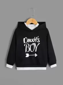 SHEIN Áo nỉ 2 trong 1 in chữ cho bé trai - màu đen - Xem 1