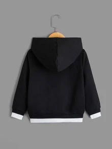 SHEIN Áo nỉ 2 trong 1 in chữ cho bé trai - màu đen - Xem 2