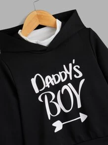 SHEIN Áo nỉ 2 trong 1 in chữ cho bé trai - màu đen - Xem 3
