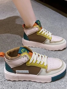 撞色前綁帶板鞋 - 彩色 - 查看 6