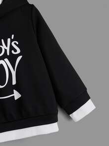 SHEIN Áo nỉ 2 trong 1 in chữ cho bé trai - màu đen - Xem 4