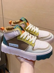 撞色前綁帶板鞋 - 彩色 - 查看 8