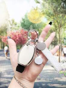 1 bộ Vỏ Chìa Khóa Ô Tô & Móc Khóa Tương Thích Với Benz, Vỏ Chìa Khóa Fob - trắng - Xem 2