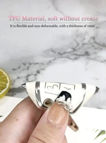 1 bộ Vỏ Chìa Khóa Ô Tô & Móc Khóa Tương Thích Với Benz, Vỏ Chìa Khóa Fob - trắng - Xem 7