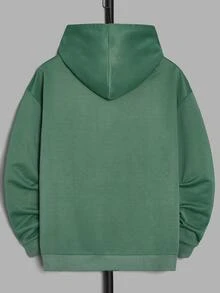 Manfinity Men Plus Letter Graphic Drop Shoulder Hoodie - Green - View 2