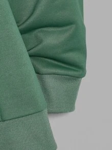 Manfinity Men Plus Letter Graphic Drop Shoulder Hoodie - Green - View 4