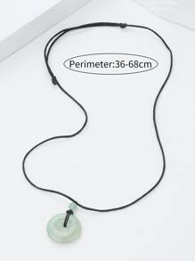 珠子裝飾圓形吊飾項鍊 - 綠色 - 查看 3