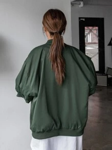 DAZY Cazadora tipo bomber de hombros caídos con cremallera - Verde - Ver 2