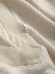 DAZY Solid Contrast Mesh V Neck Thermal Underwear Top - Beige - View 3