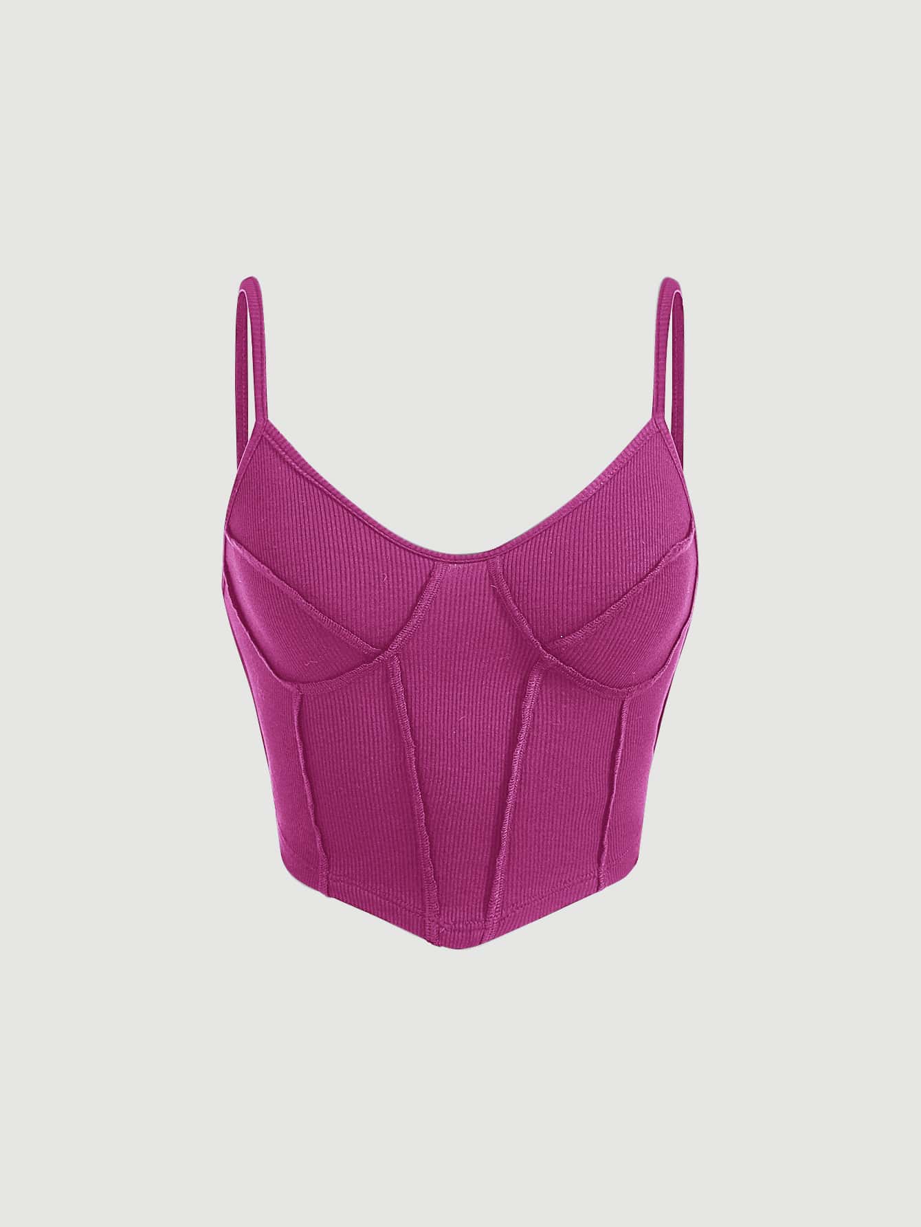 SHEIN MOD Solid Asymmetrical Hem Cami Top - Red Violet - View 1