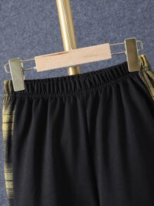 SHEIN Boys 1pc Plaid Print Button Front Hooded Shirt & 1pc Sweatpants - Multicolor - View 4