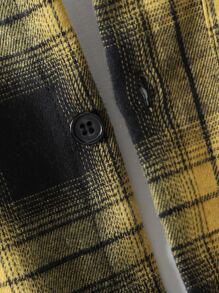 SHEIN Boys 1pc Plaid Print Button Front Hooded Shirt & 1pc Sweatpants - Multicolor - View 6