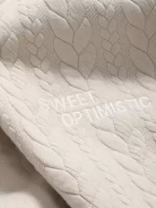 DAZY Cable Textured Dây kéo Thả vai Dây rút Hoodie - Màu be - Xem 3