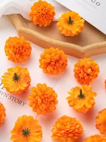 10 件/套人造绣球花球装饰绒球花头适用于 DIY 婚礼礼盒、花环、新娘/伴娘腕花和胸花 - 橘色 - 查看 2