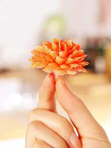 10 件/套人造绣球花球装饰绒球花头适用于 DIY 婚礼礼盒、花环、新娘/伴娘腕花和胸花 - 橘色 - 查看 7