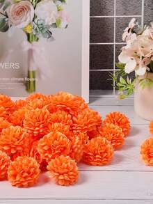 10 件/套人造绣球花球装饰绒球花头适用于 DIY 婚礼礼盒、花环、新娘/伴娘腕花和胸花 - 橘色 - 查看 8