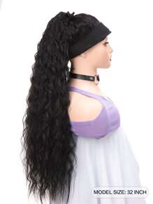 Long Curly Ponytail Hair Extension - Black - View 2