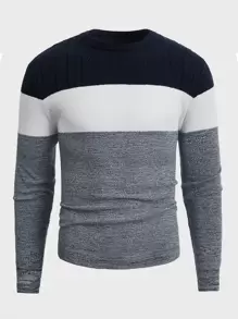 Manfinity Men Colour Block Cable Knit Jumper - Multicolor - View 1