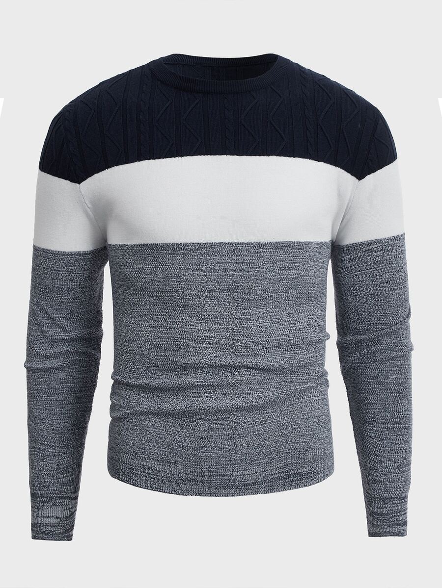 Manfinity Men Colour Block Cable Knit Jumper - Multicolor - View 1