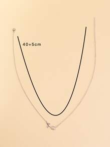 水鑽裝飾花朵掛飾項鍊 - 銀色 - 查看 6