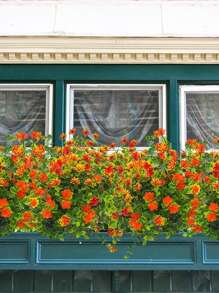 1入/2入/4入/6入人造花，假戶外UV防曬人造黃杨灌木，人造塑料綠植，適用於外掛花盆、庭院、婚禮、室內、家庭、廚房、農家裝飾 - 亮橙色 - 查看 5