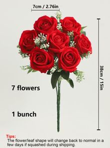 1 Bunch Valentines Rose Flowers Artificial Rose Flowers Velvet Roses Silk Rose Realistic Faux Red Rose Bouquets For Wedding Party Home Decor Valentine's Day Gifts For Her Birthday Gifts For Women, Valentine Day, Gift