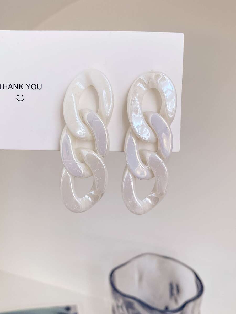 Thiết kế chuỗi hoa tai thả - trắng - Xem 1