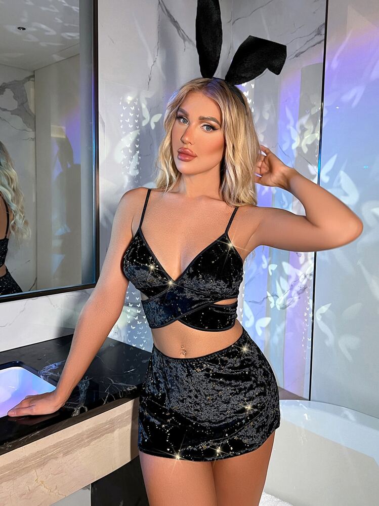 3pack Star Print Wrap Bunny Costume Set - Black - View 1