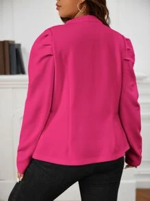 SHEIN Clasi áo khoác kích thước lớn Nút phía trước màu trơn Thanh lịch - Màu Hồng Tươi - Xem 2