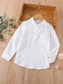 SHEIN 小男童補丁貼口袋襯衫