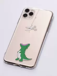 1 pieza Funda compatible con iPhone con estampado de dibujos animados transparente - transparente - Ver 4