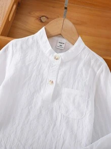 SHEIN 小男童補丁貼口袋襯衫