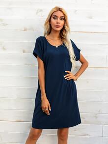 DEARCASE Đầm Túi màu trơn Giải trí - Màu xanh hải quân - Xem 3