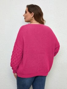 SHEIN LUNE Plus Drop Shoulder Jumper - Hot Pink - View 2