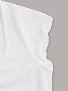 SHEIN EZwear Camiseta fruncido escote corazón ribete en forma de lechuga - Blanco - Ver 3