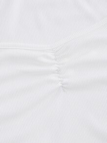 SHEIN EZwear Camiseta fruncido escote corazón ribete en forma de lechuga - Blanco - Ver 4